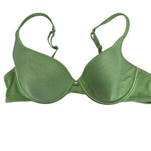 Vassarette Green Lightly Lined Demi Bra 38B Underwire Everyday Lingerie